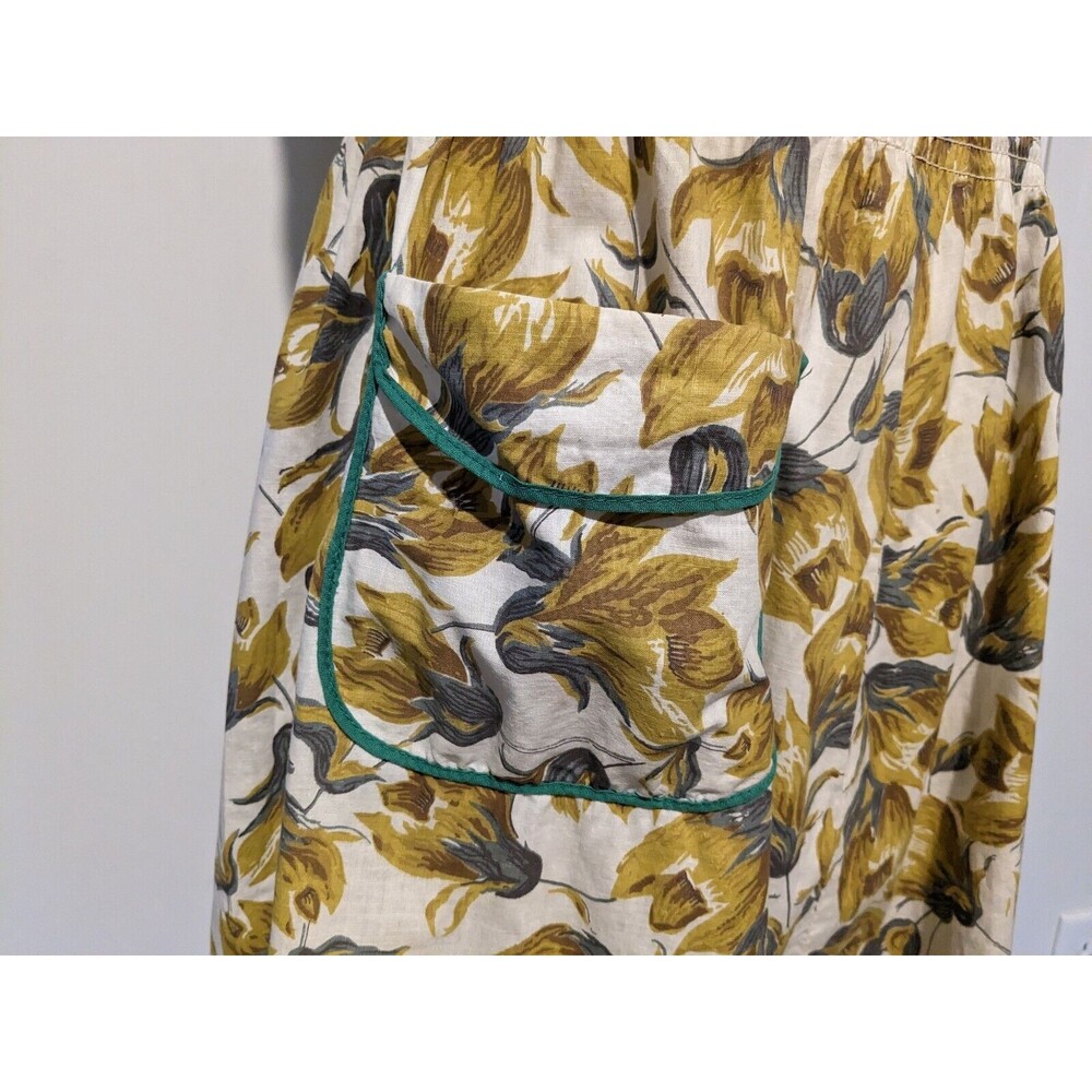 Vintage 1930s Womens Floral Cotton Jumper Sundress 40s Pin Up B39 S/M Smocked - Picture 3 of 7